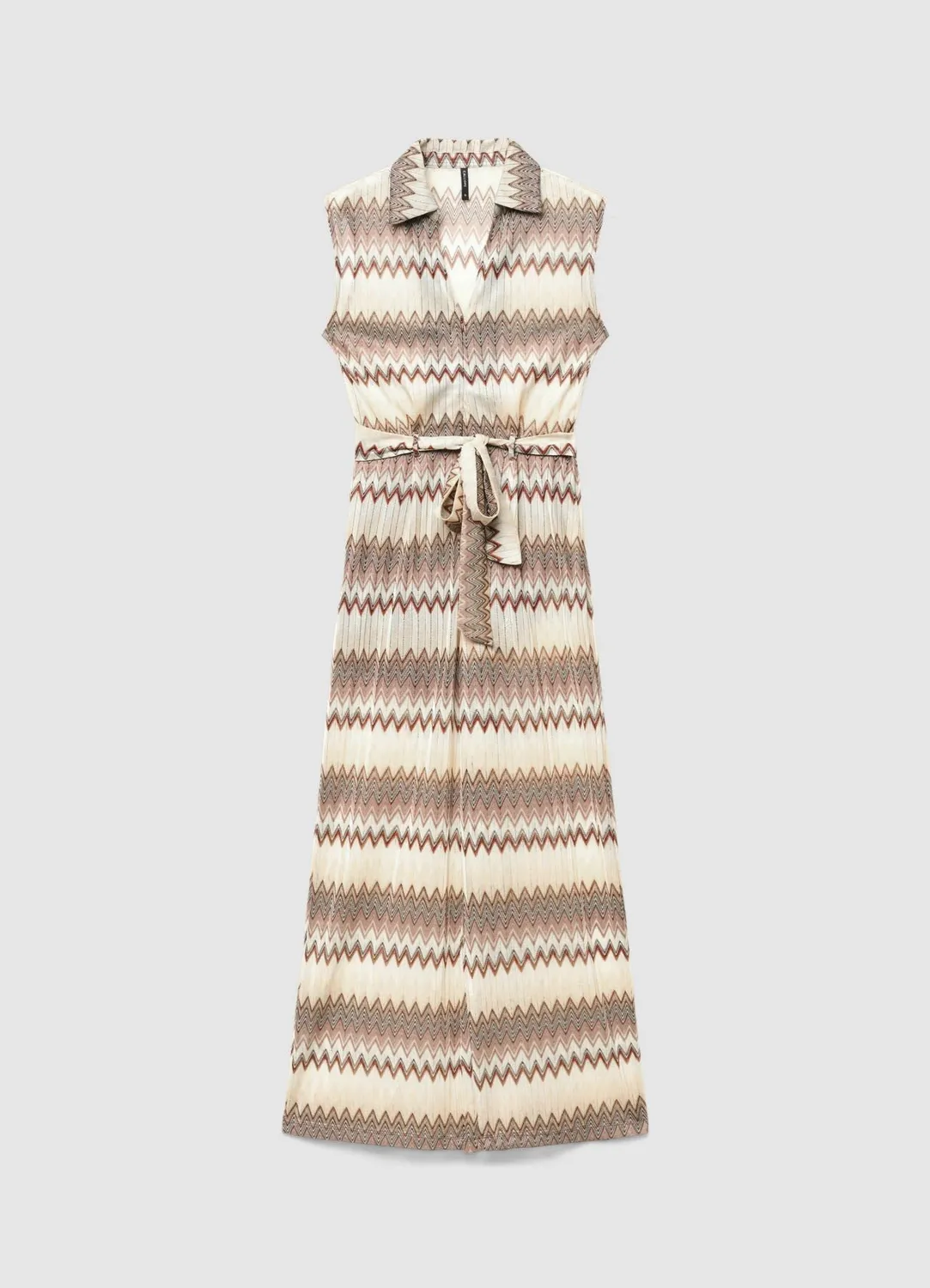 Calliope robe longue sans manches chevrons ceinture