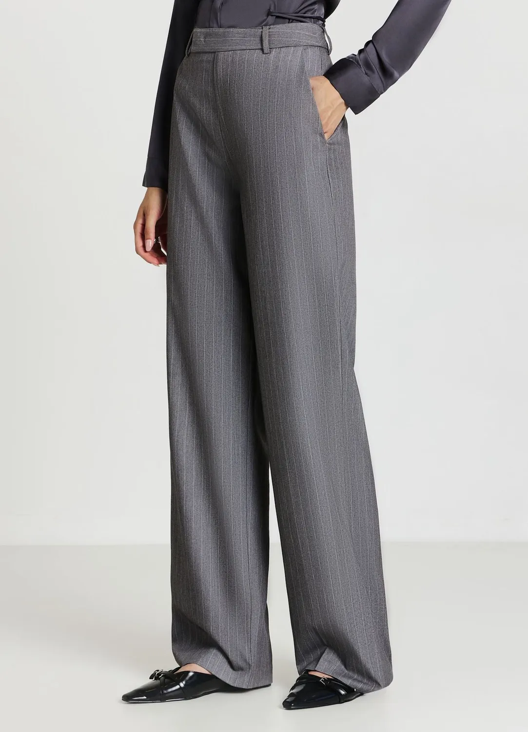 Calliope pantalon droit à rayures femme bureau