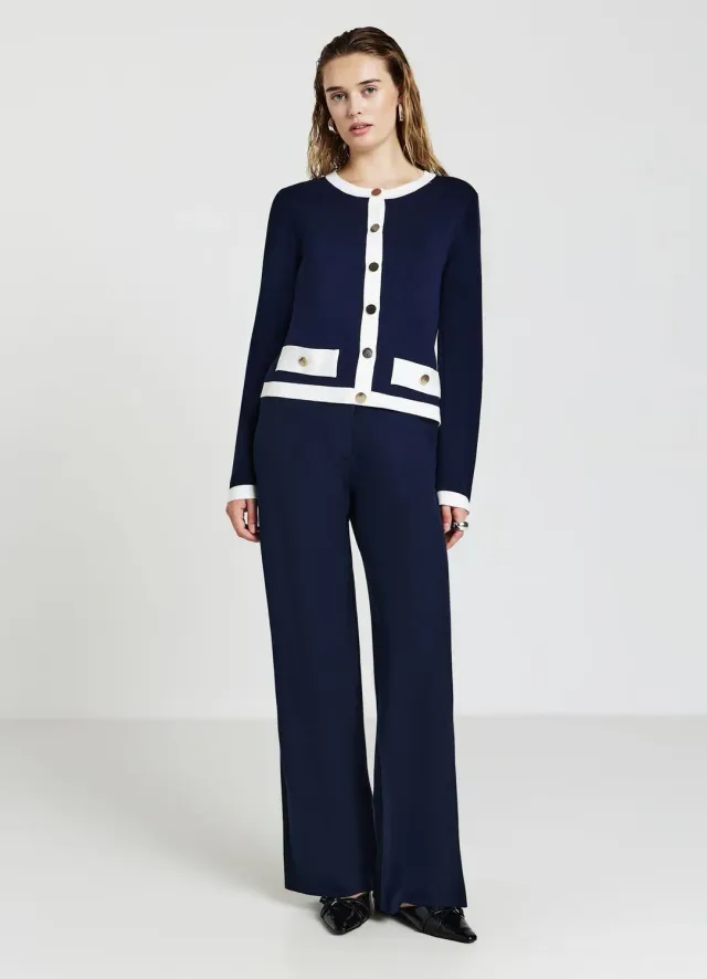 Calliope cardigan boutons dorés gilet femme col rond