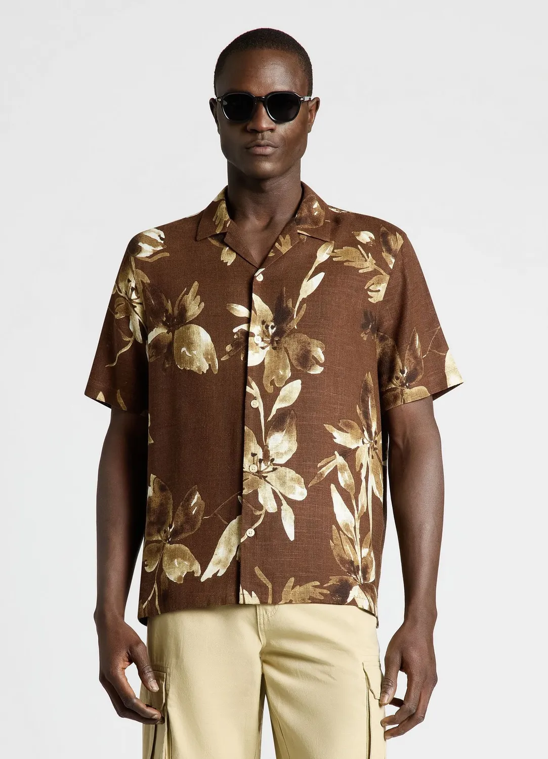 Calliope chemise homme fleurs lin manches courtes