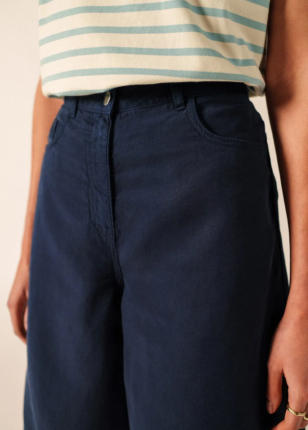 Saint James Manon short marine toile lyocell lin