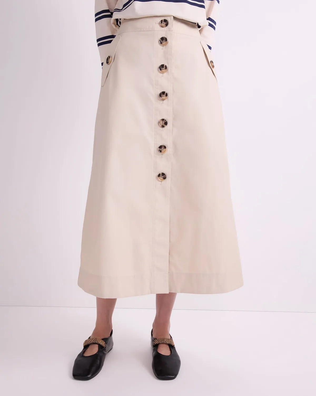 Sportscraft Audrey jupe midi boutonnée poches