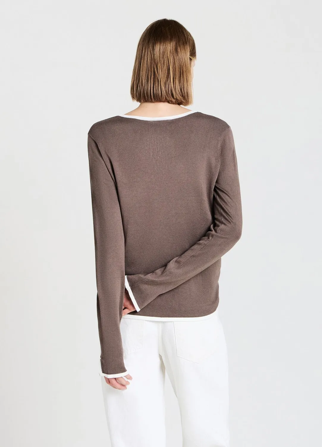 Calliope pull col rond femme manches longues contraste
