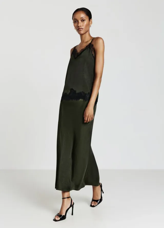 Calliope jupe midi satinée femme effet froissé
