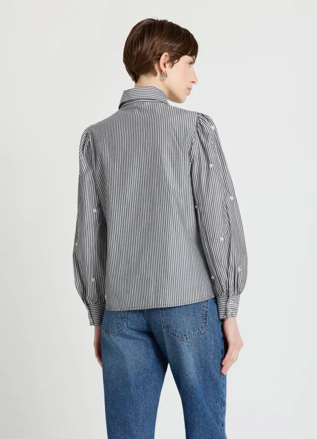 Calliope chemise rayée brodée femme perles