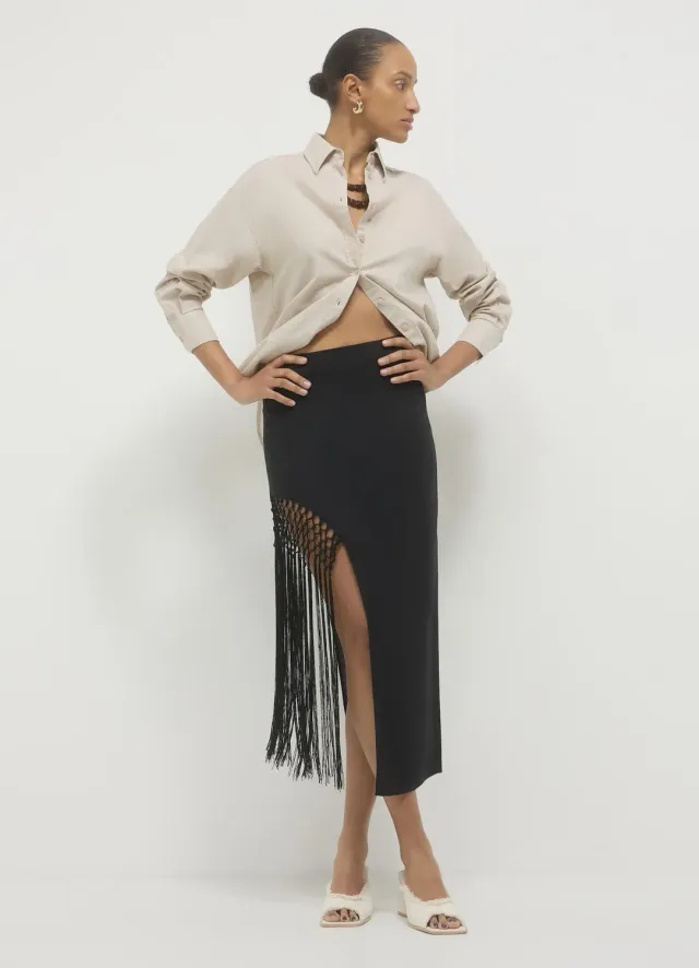 Calliope jupe longue fente franges femme