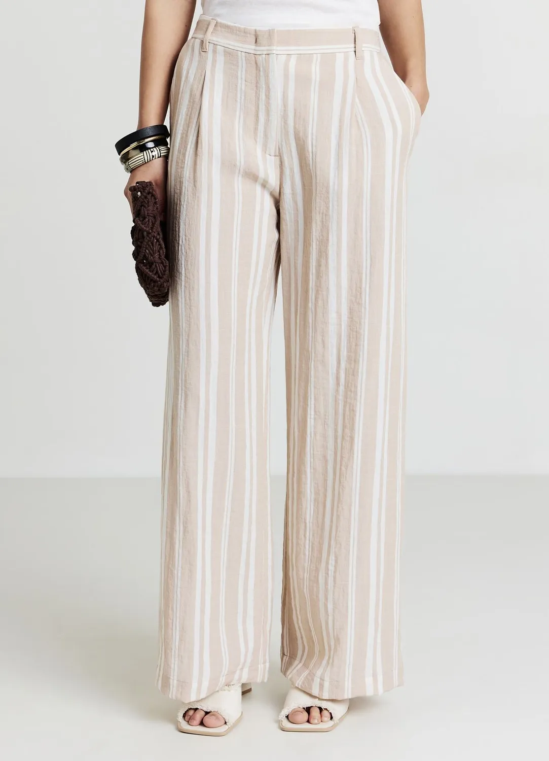 Calliope pantalon palazzo femme rayé regular
