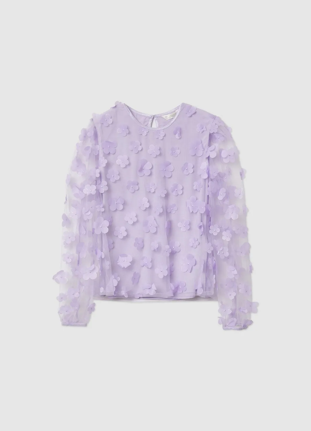 Calliope chemise fille fleurs 3D manches tulle