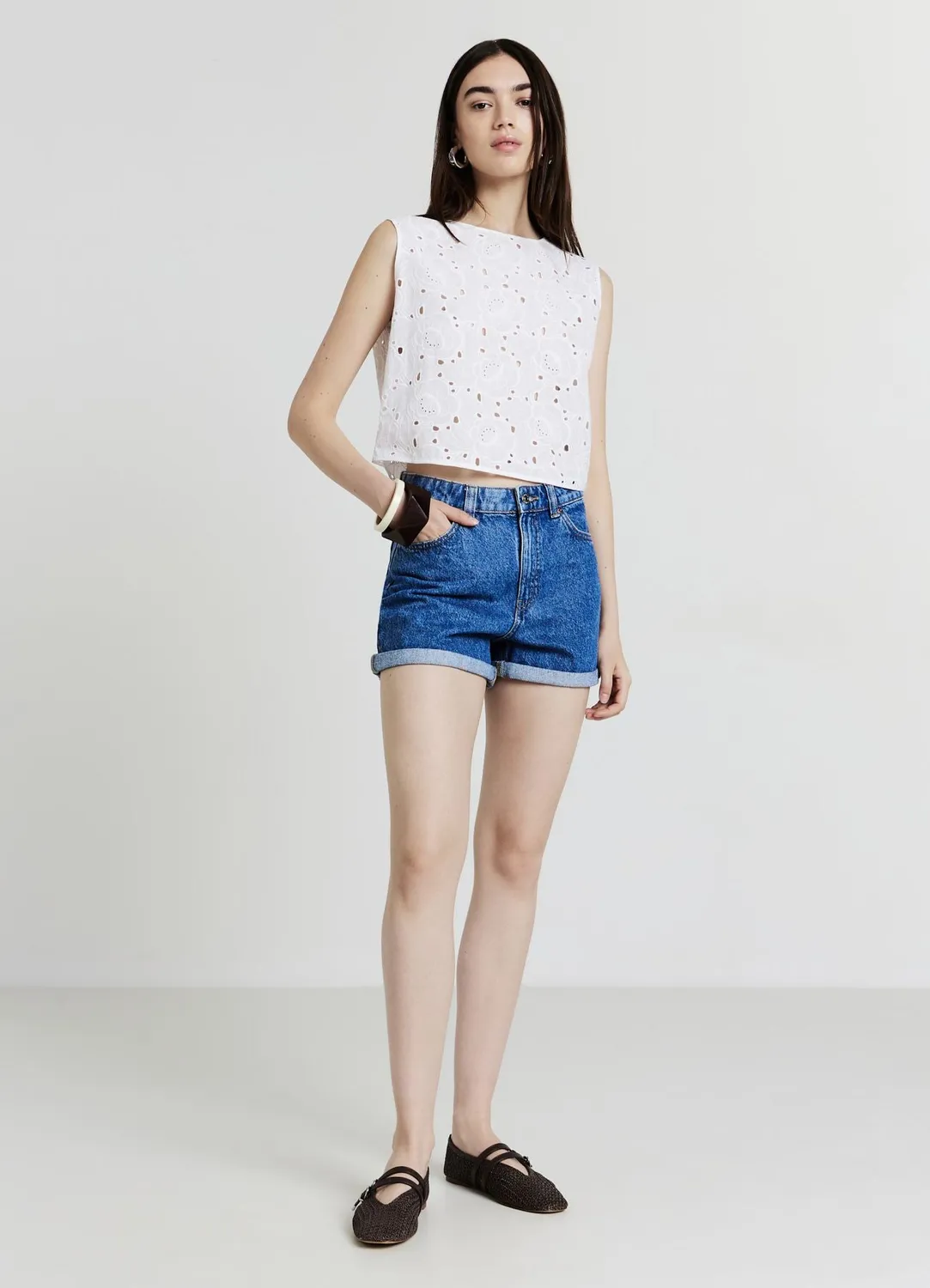 Calliope Pantaloncini short mom femme 42 denim revers