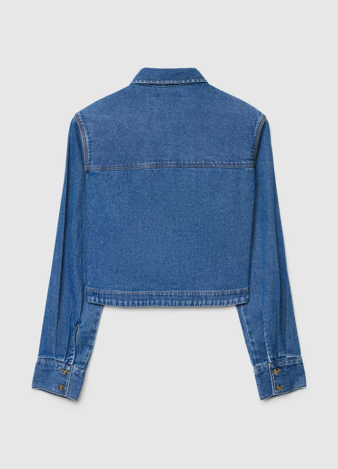 Calliope chemise denim crop femme manches longues