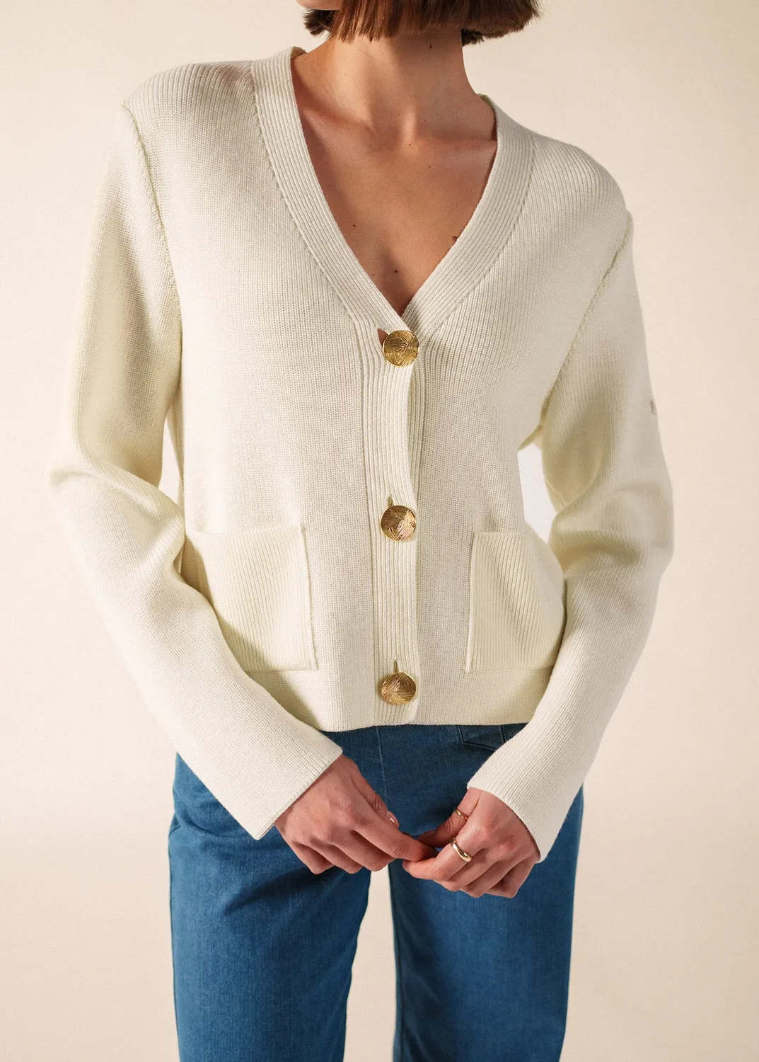 Saint James Courcy gilet blanc 100% laine