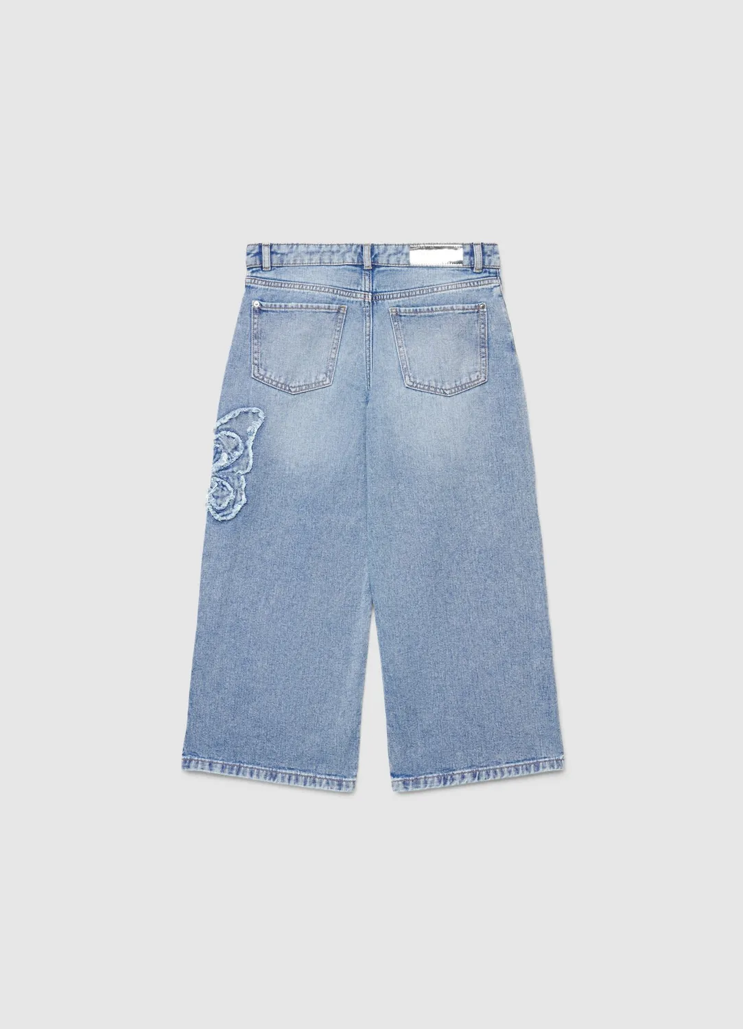 Calliope jean crop papillon fille stonewash