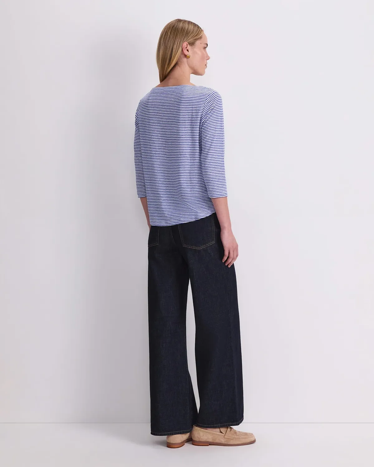 Sportscraft Cecile Haut Lin Femme Rayé Col Bateau Manches 3/4
