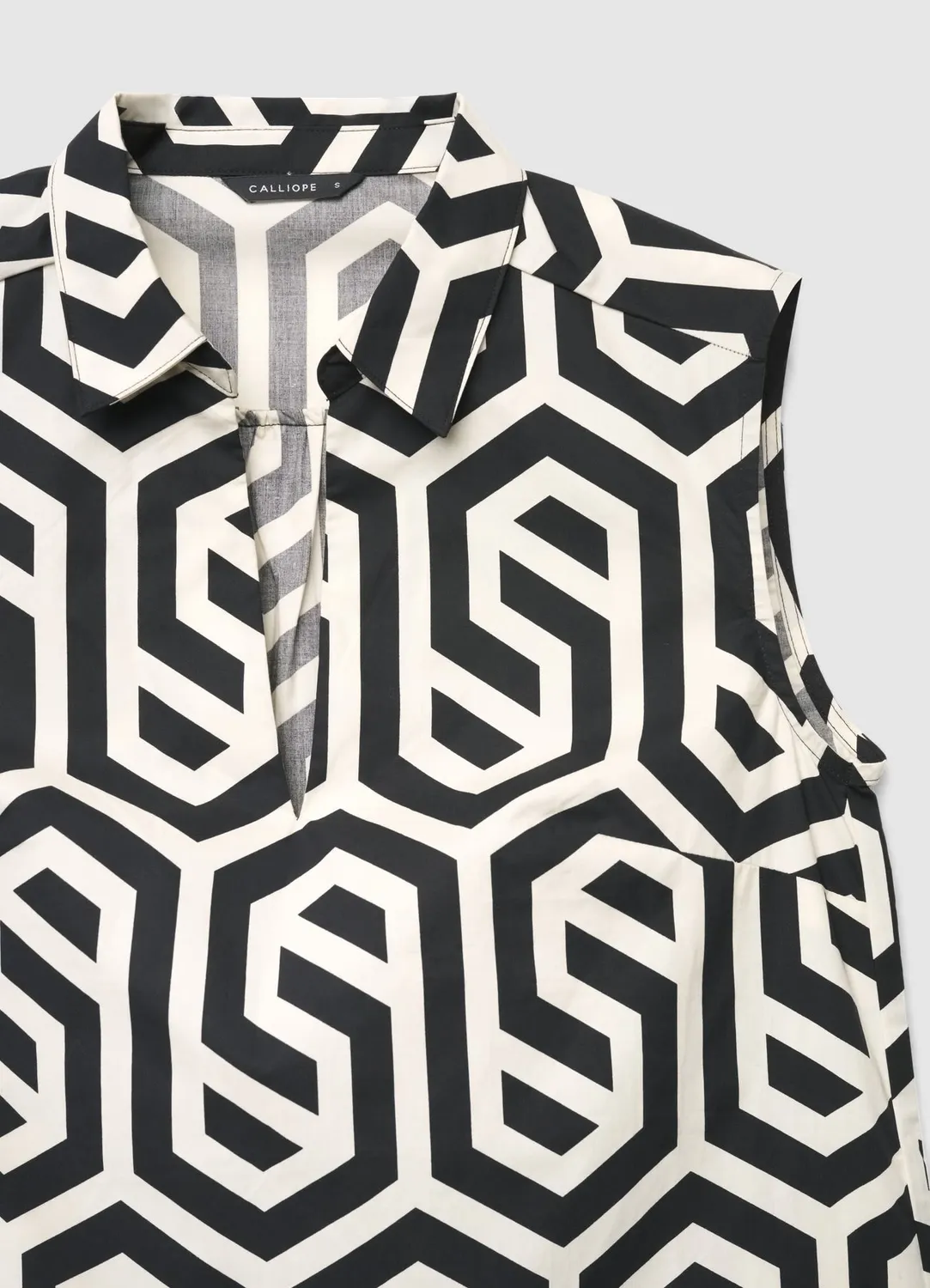 Calliope Top sans manches col chemise imprimé géométrique