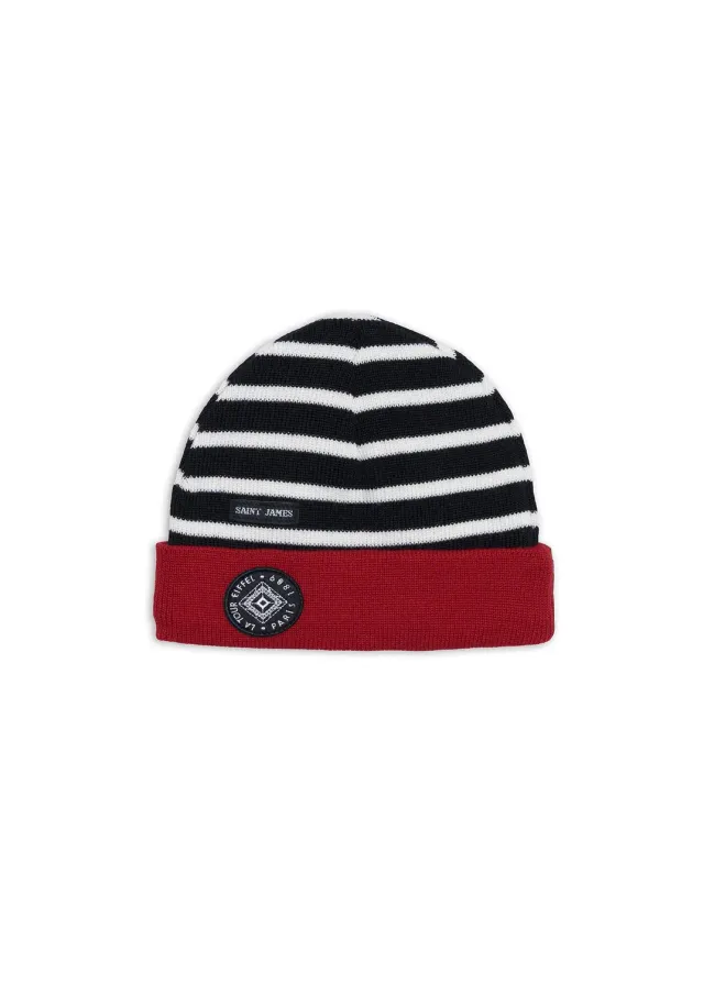 Saint James Bonnet rayé bonnet enfant laine navy