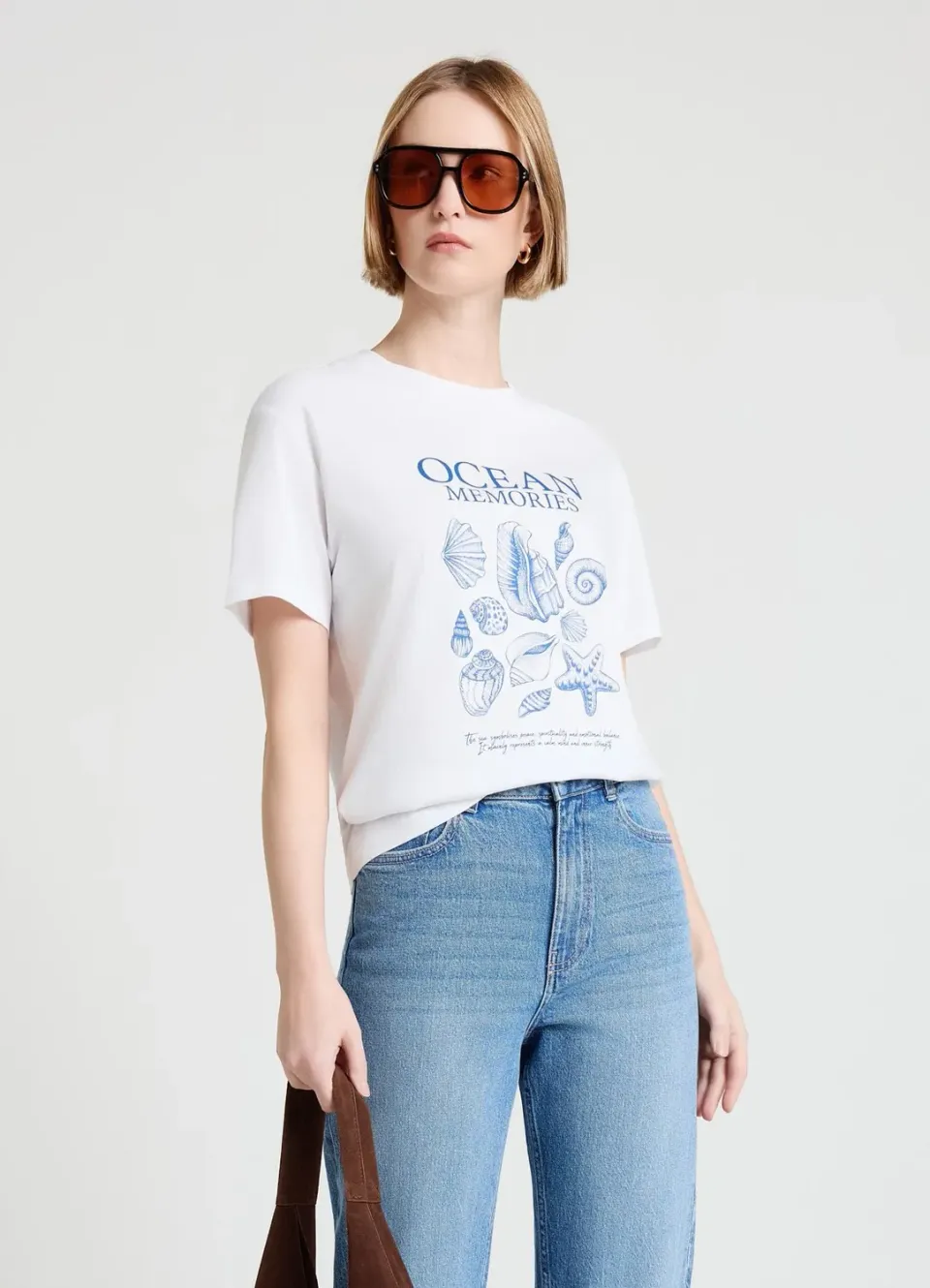 Calliope t-shirt femme imprimé mer col rond manches courtes