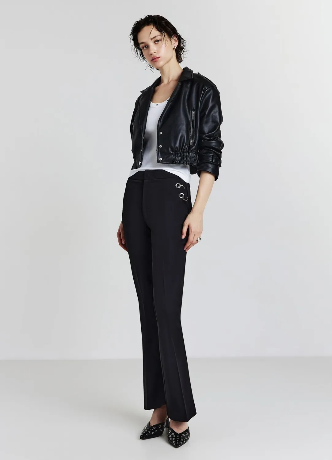 Calliope blouson crop simili cuir femme noir