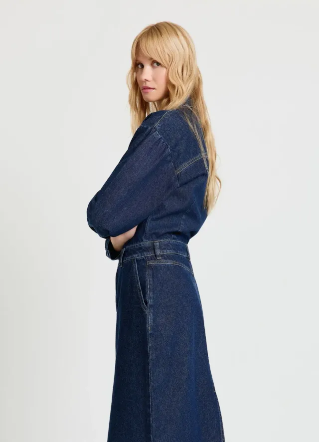 Calliope Atelier robe midi denim femme poches