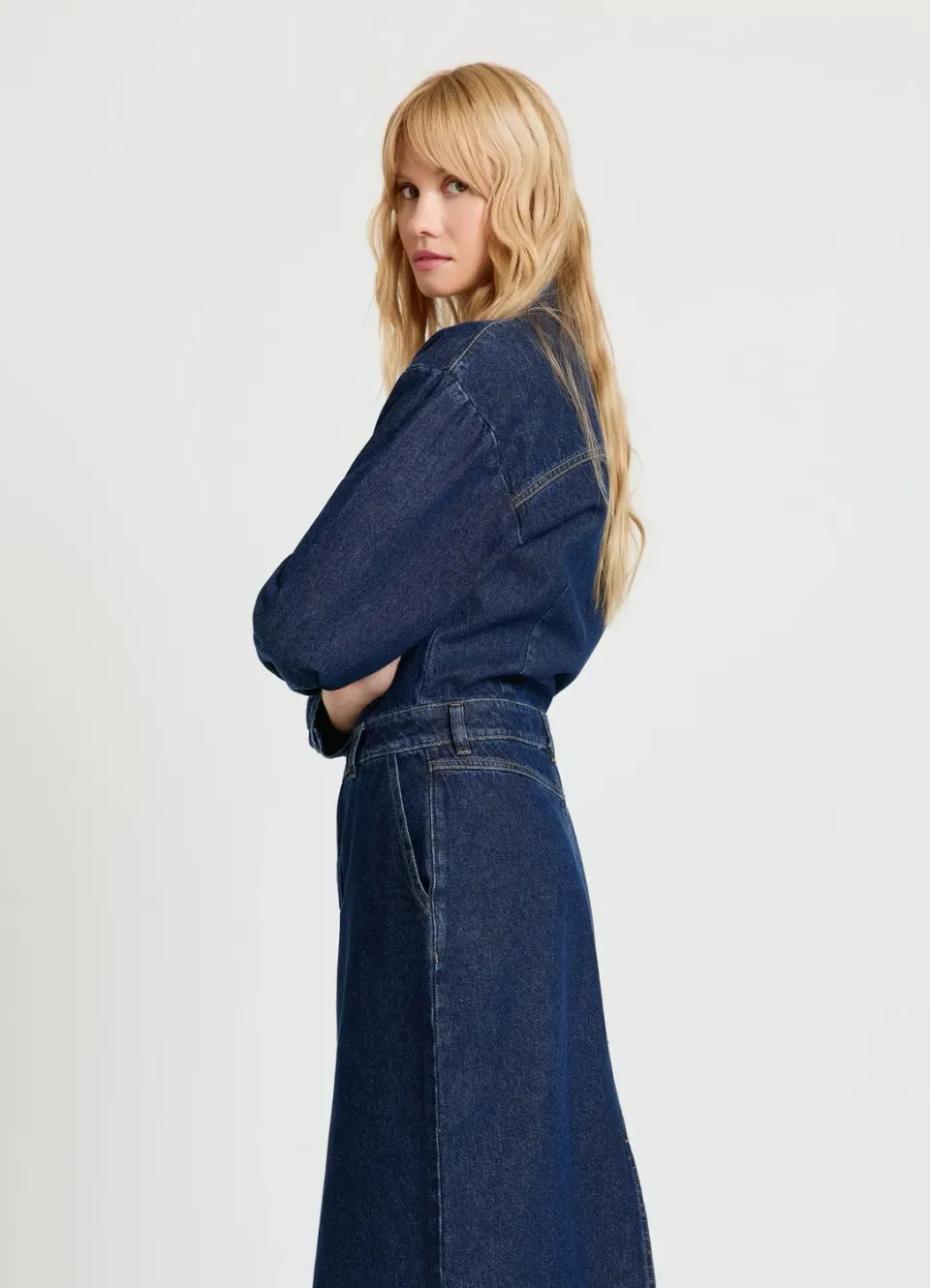 Calliope Atelier robe midi denim femme poches