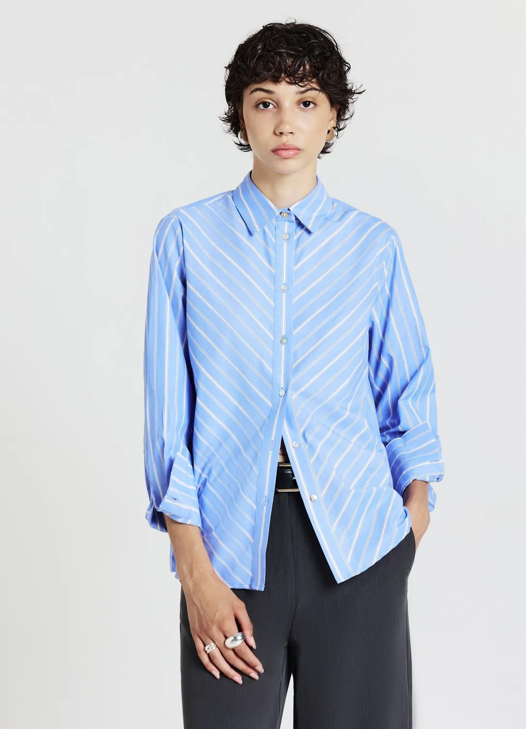 Calliope chemise rayures diagonales coton femme