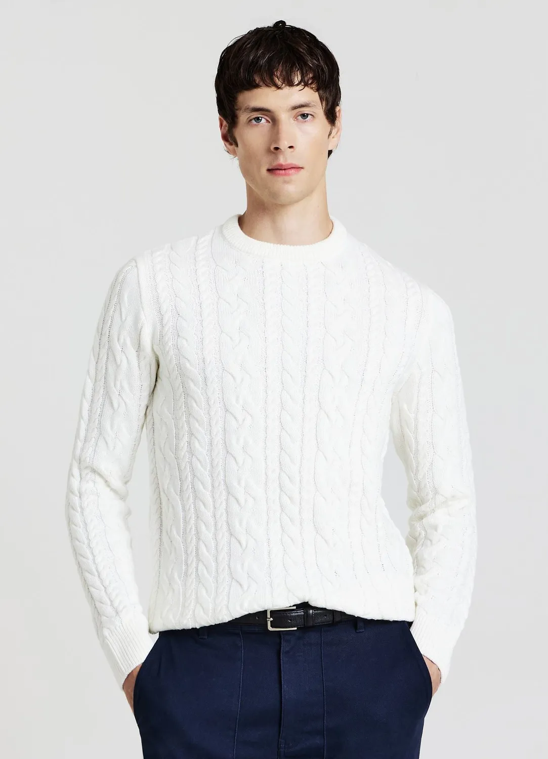 Calliope Pull Homme Col Rond Torsades Uni