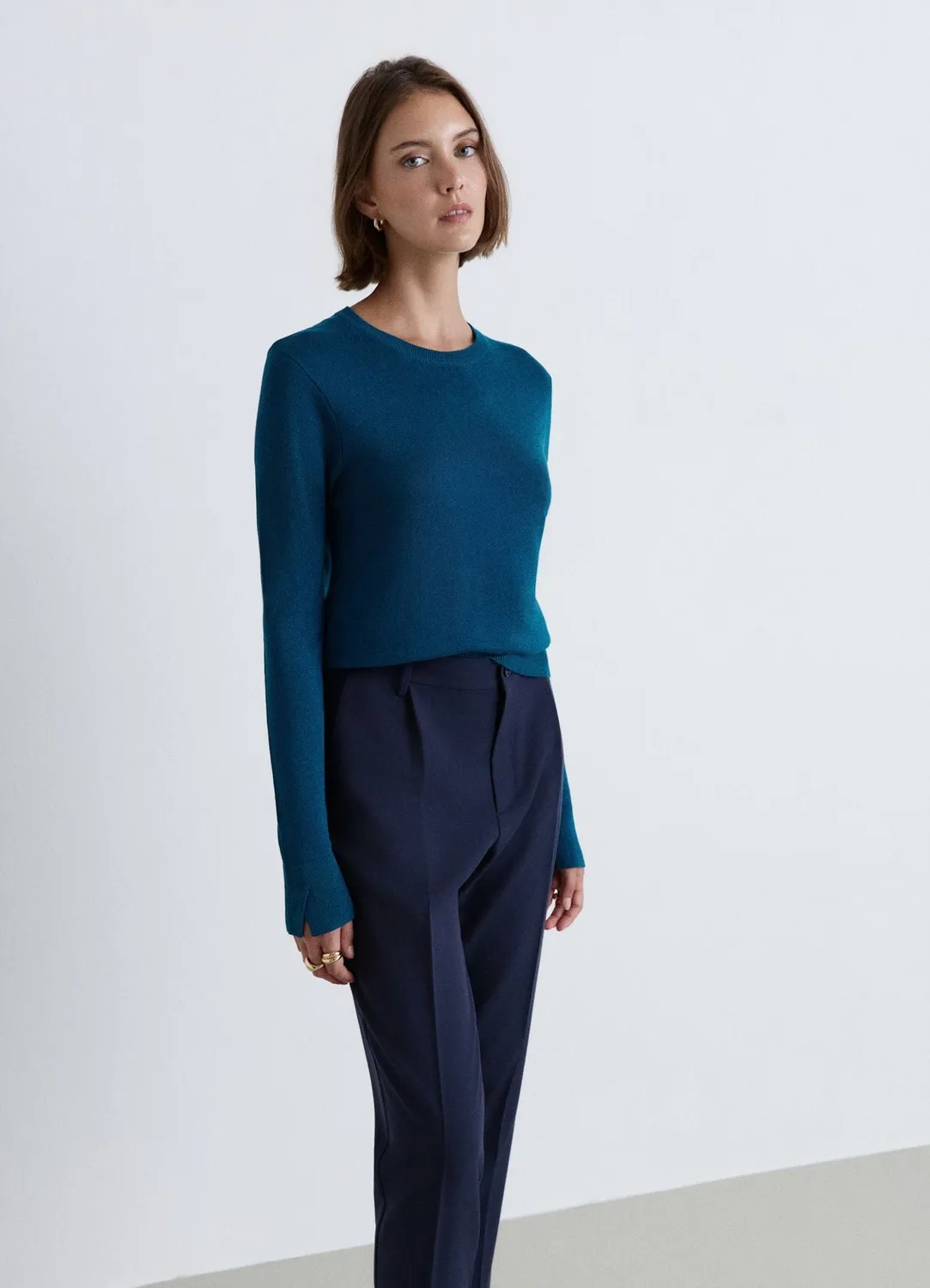 Calliope pull col rond uni manches longues femme