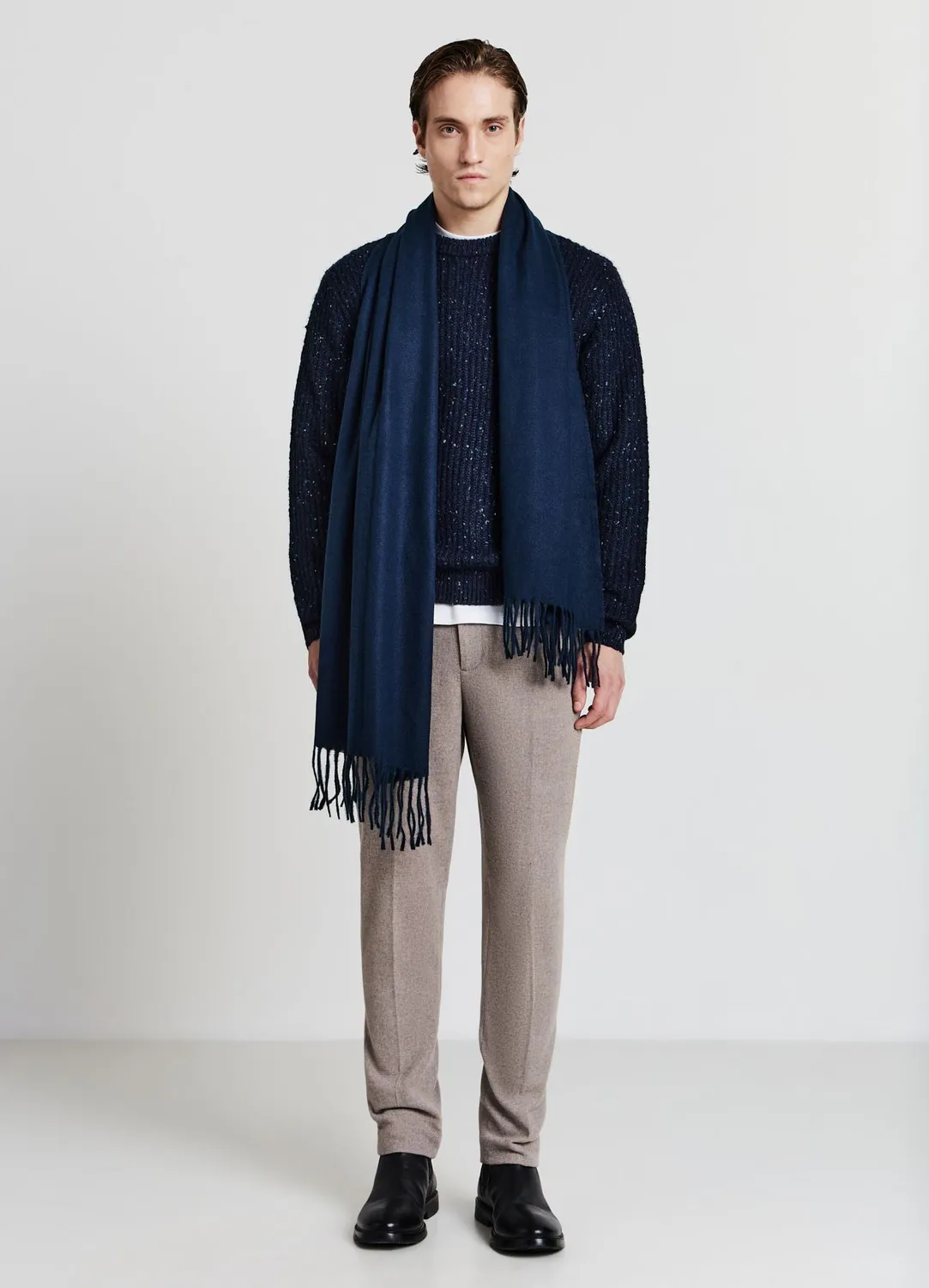 Calliope Pull côtelé homme col rond uni
