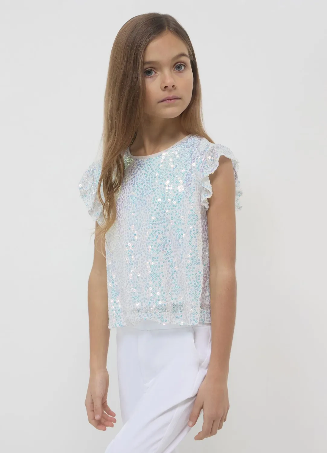 Calliope blouse paillettes fille manches courtes