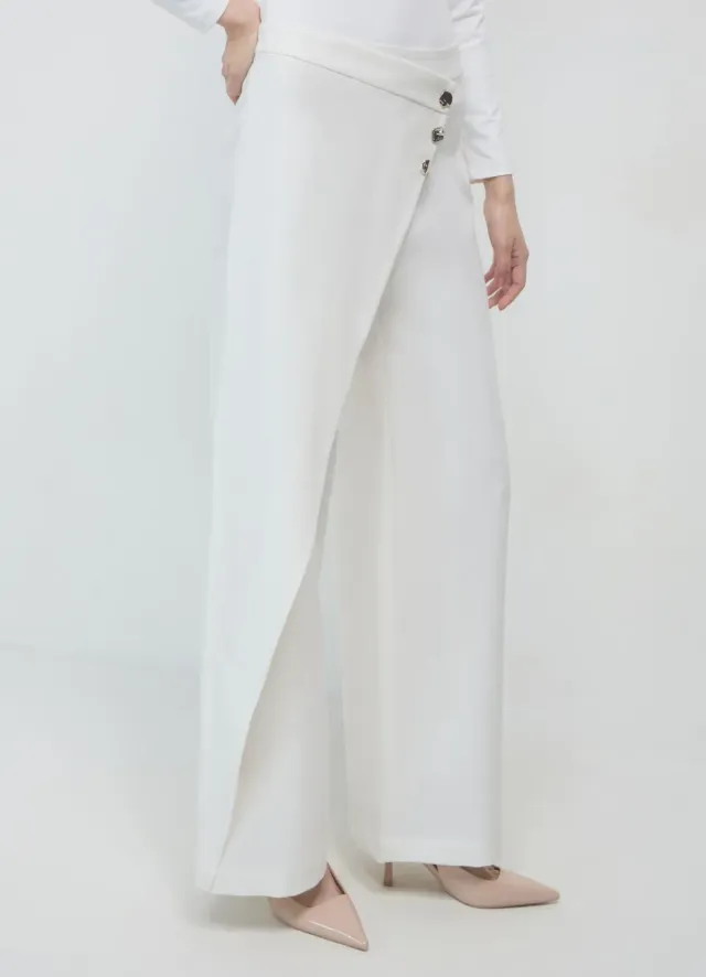 Calliope pantalon palazzo femme boutons dorés