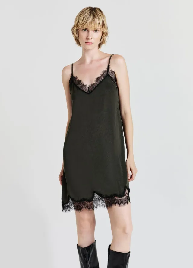Calliope robe lingerie femme satin mini dentelle