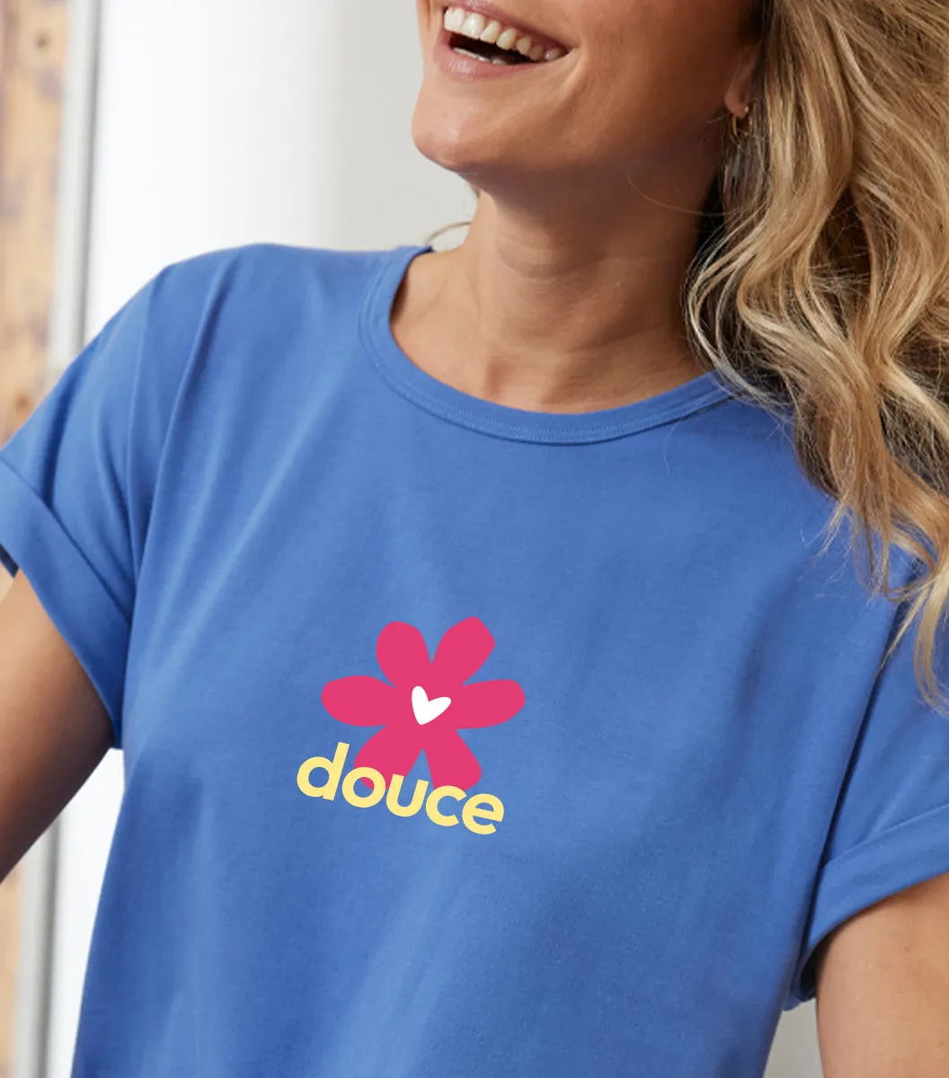 Cocorico Douce robe de nuit femme bleu riviera coton