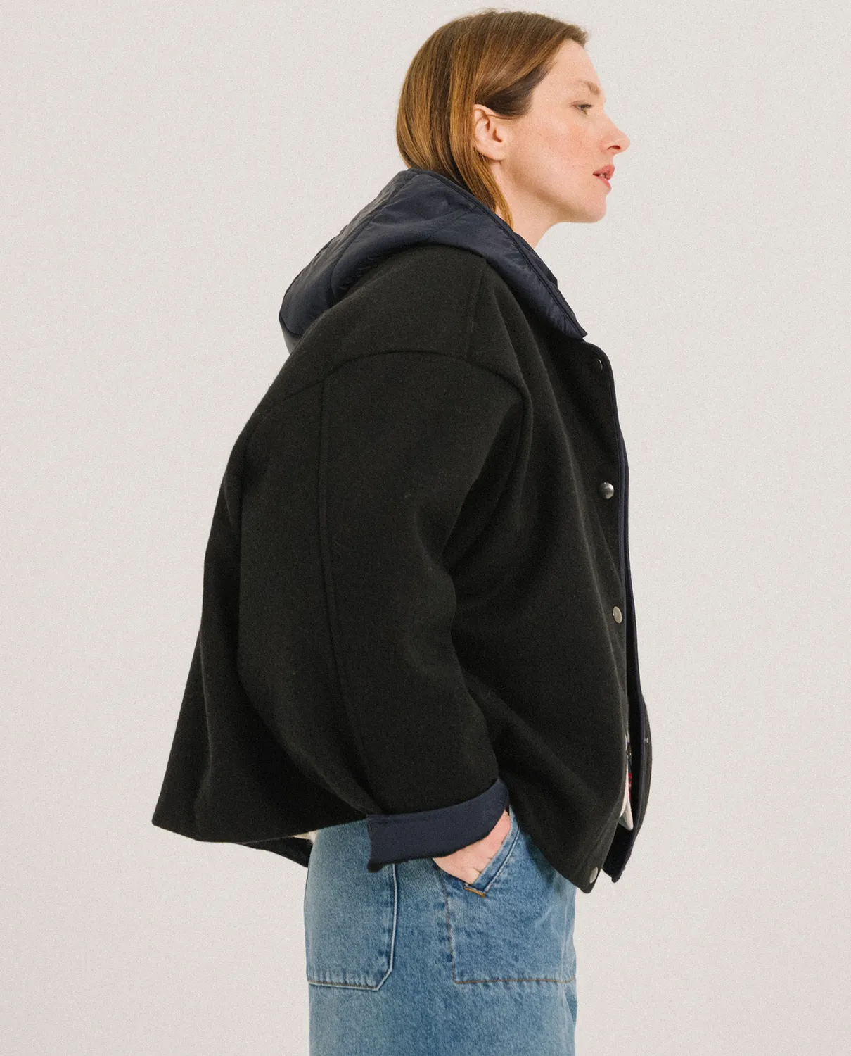 TINSELS FRIENDS blouson noir capuche amovible