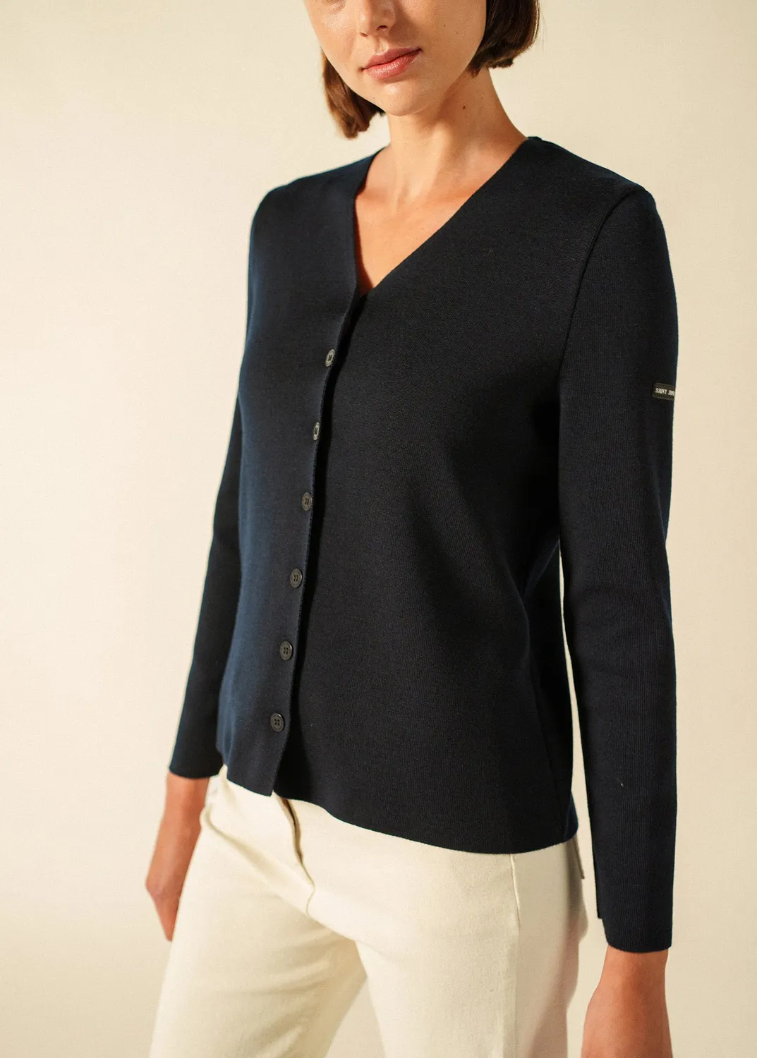 Saint James Brévands gilet navy laine col V