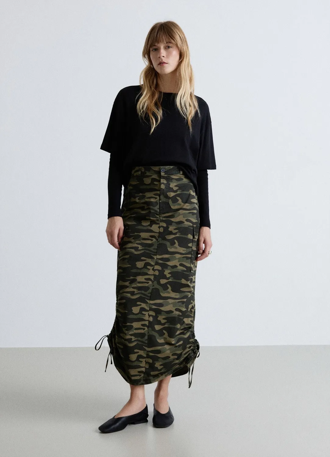 Calliope jupe cargo longue camouflage femme