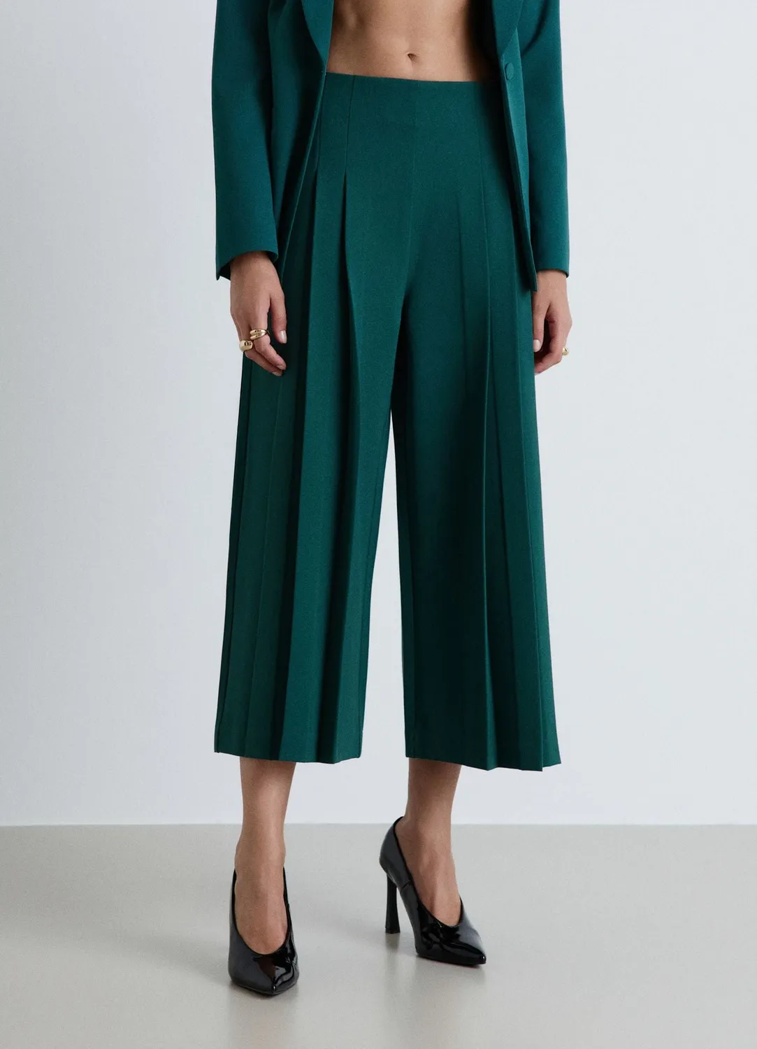 Calliope pantalon culotte femme plis taille haute cropped