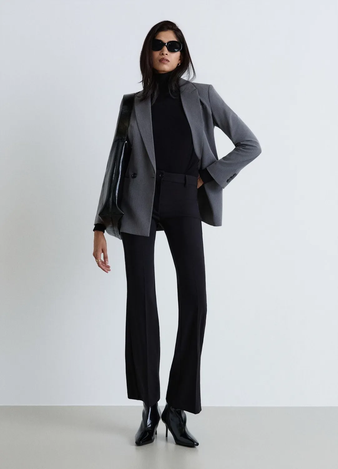 Calliope Pantalon flare uni taille moyenne femme