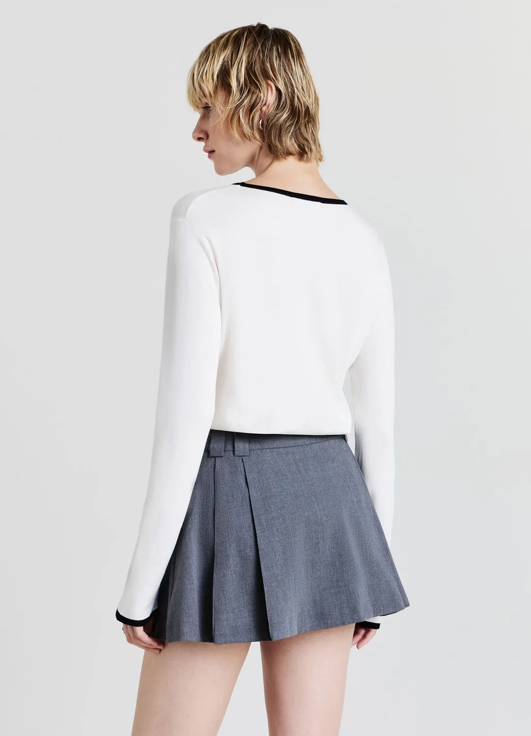 Calliope Pull col rond contrasté manches longues femme