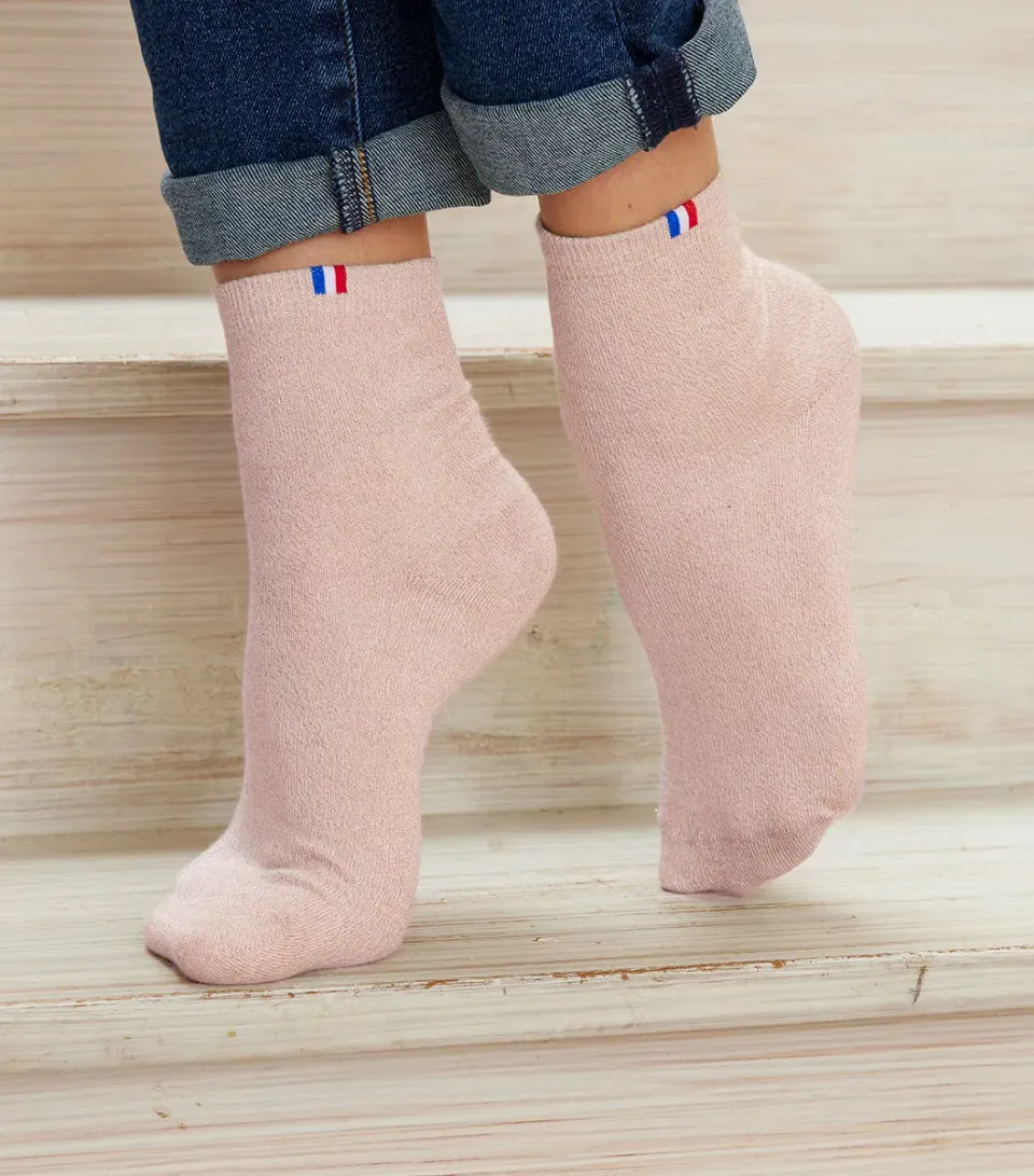 Cocorico La Pétillante chaussettes femme rose coton