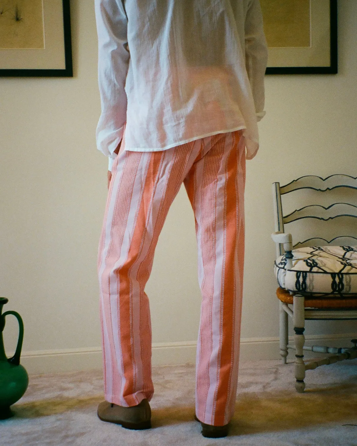 EREVAN Capon pantalon rayures orange et rose