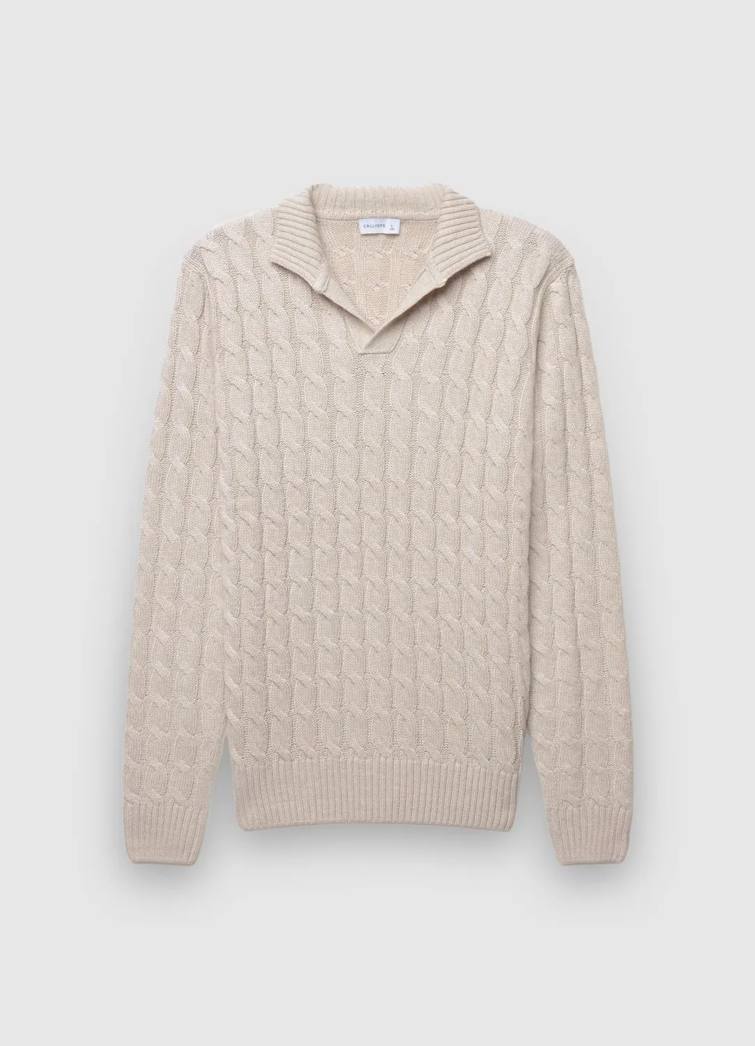 Calliope Pull torsades homme L col derby uni