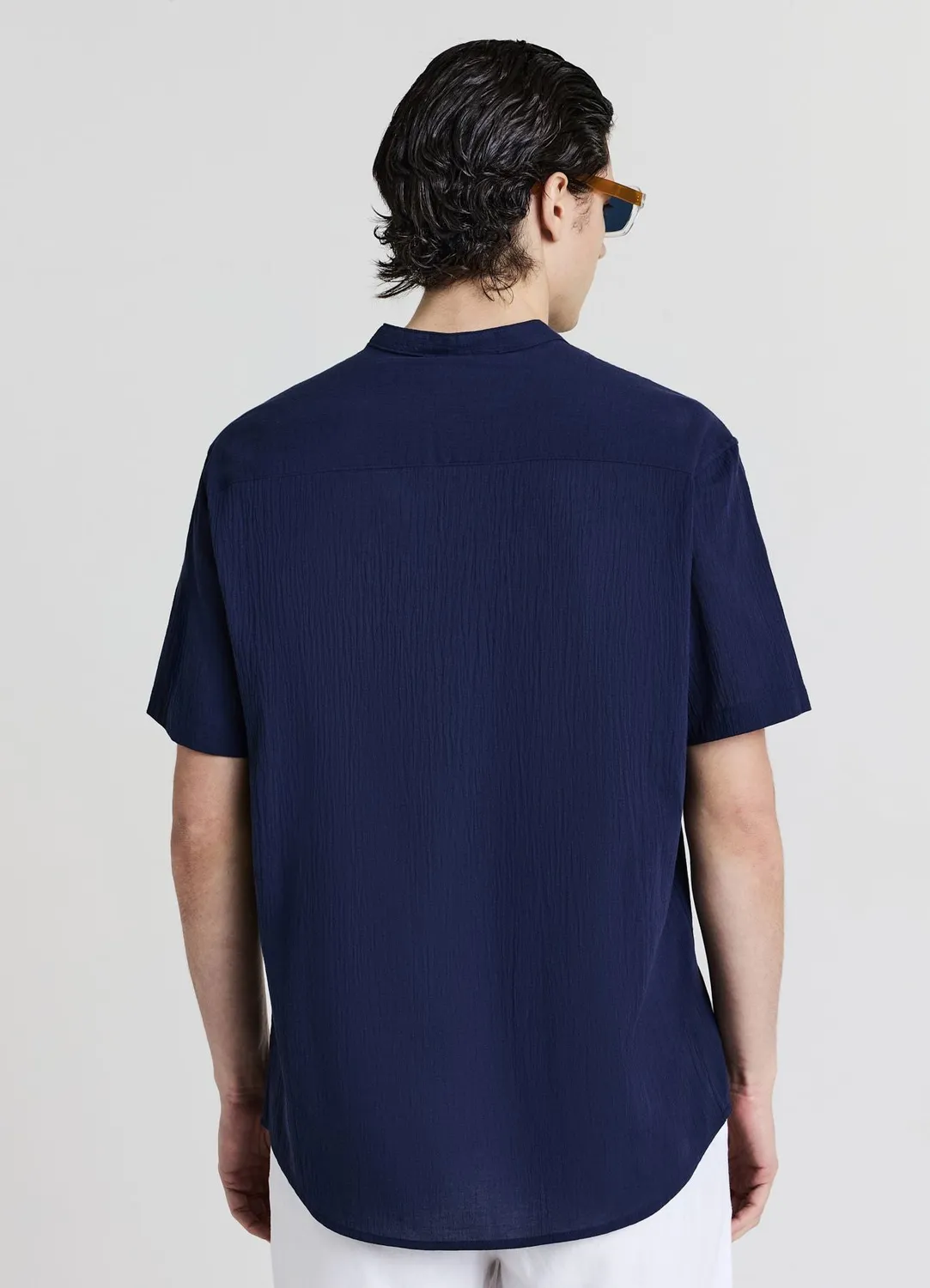 Calliope chemise homme col coréen coton crinkle