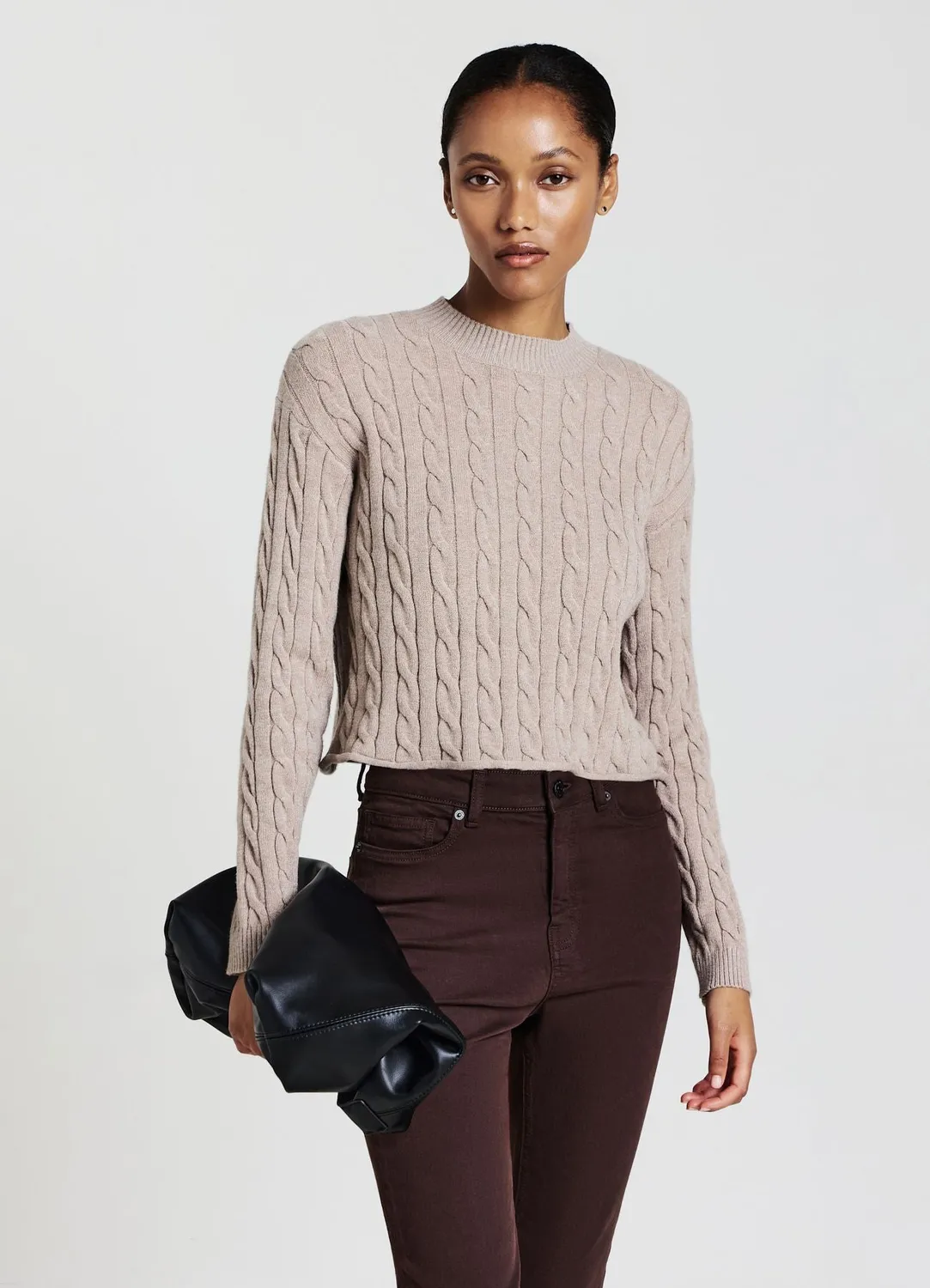 Calliope pull crop torsadé manches longues femme