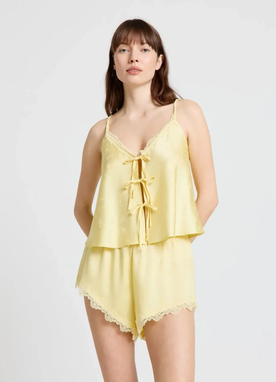 Calliope Pyjama Satin Femme Ensemble 2 Pieces Dentelle