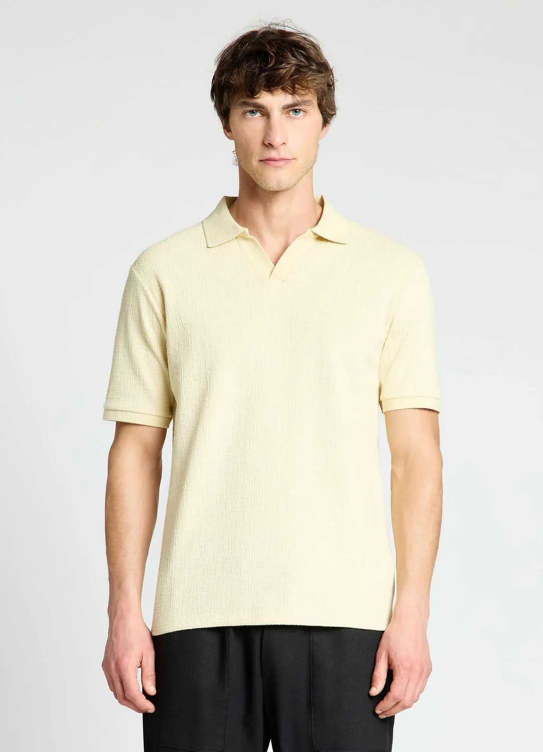 Calliope polo homme uni texture sans boutons