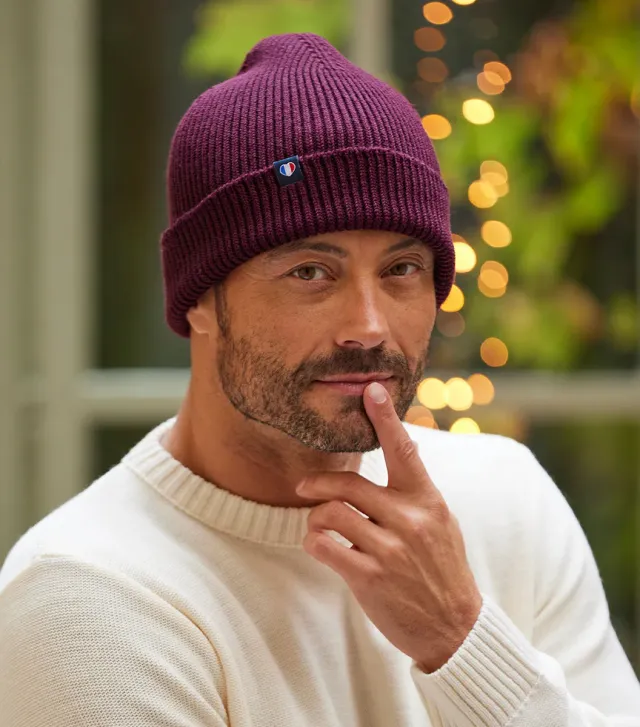 Cocorico Bordeaux bonnet homme laine mérinos