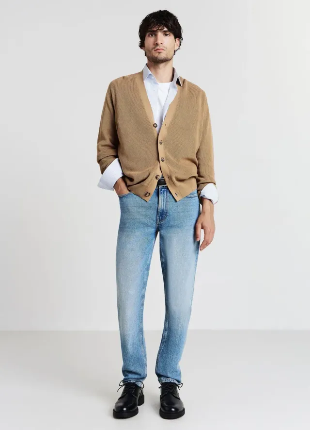 Calliope jean slim homme effet délavé 5 poches