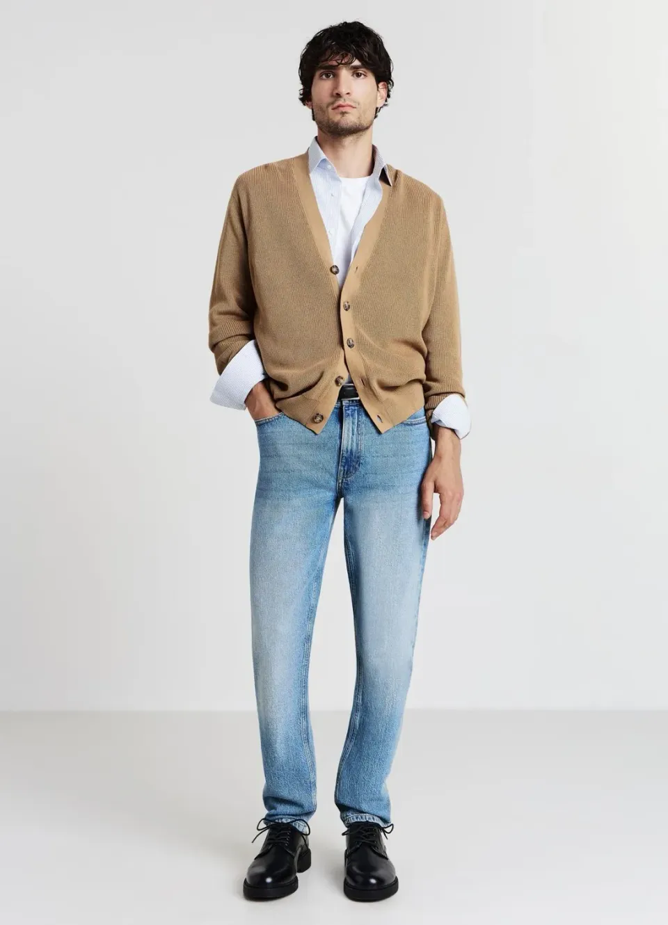 Calliope jean slim homme effet délavé 5 poches