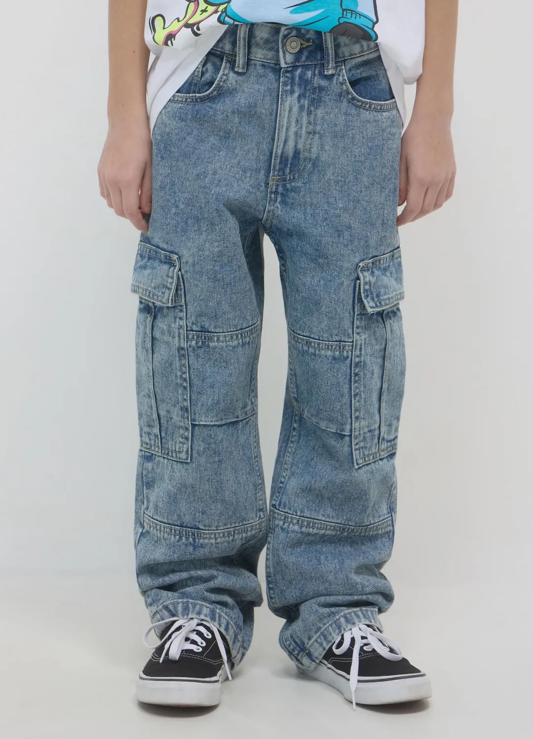 Calliope Jean loose cargo garçon bouton zip