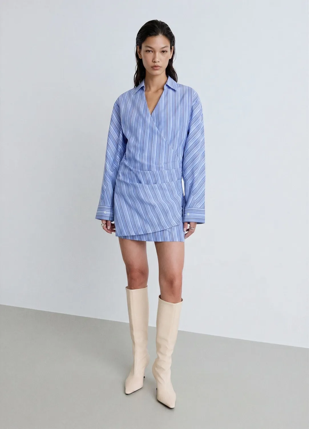 Calliope robe portefeuille femme rayures strass S