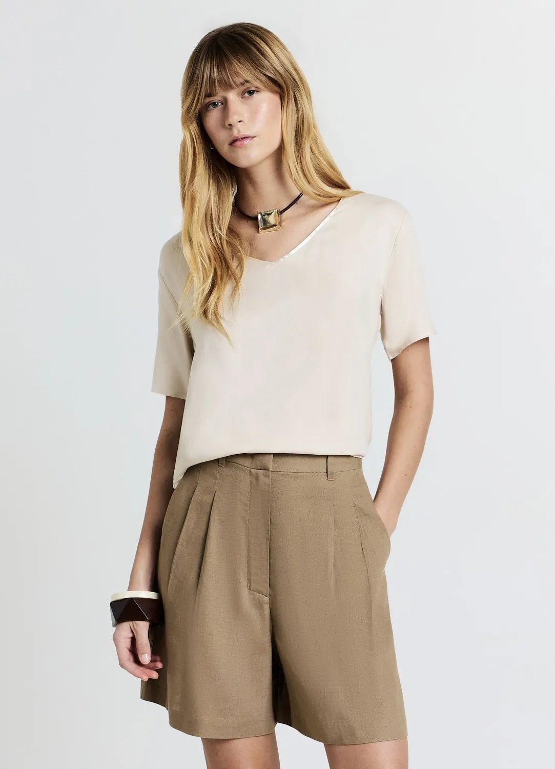Calliope blouse col large femme manches courtes